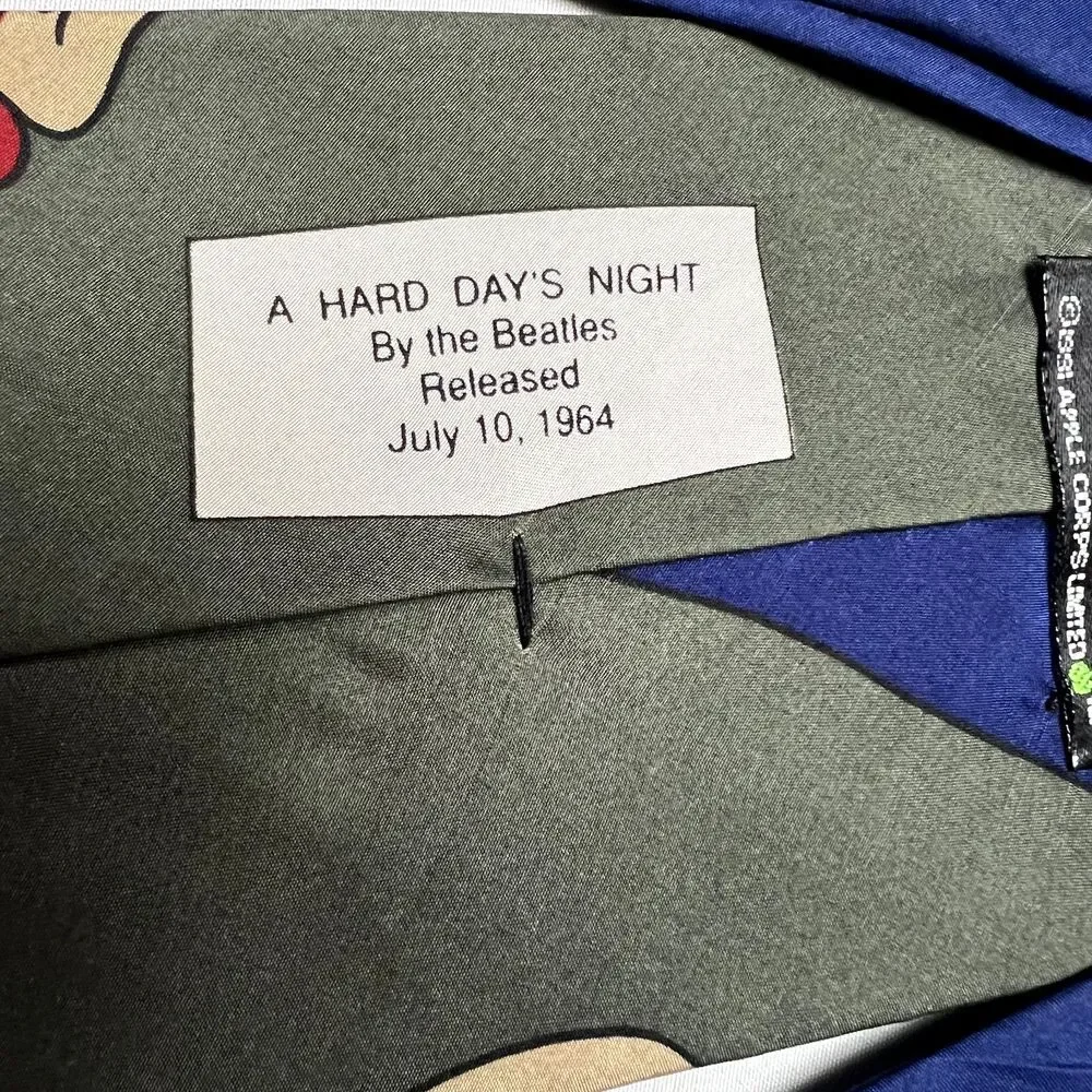 The Beatles Vintage A‎ Hard Day's Night 1964 Working Man Night Sky 100% Silk